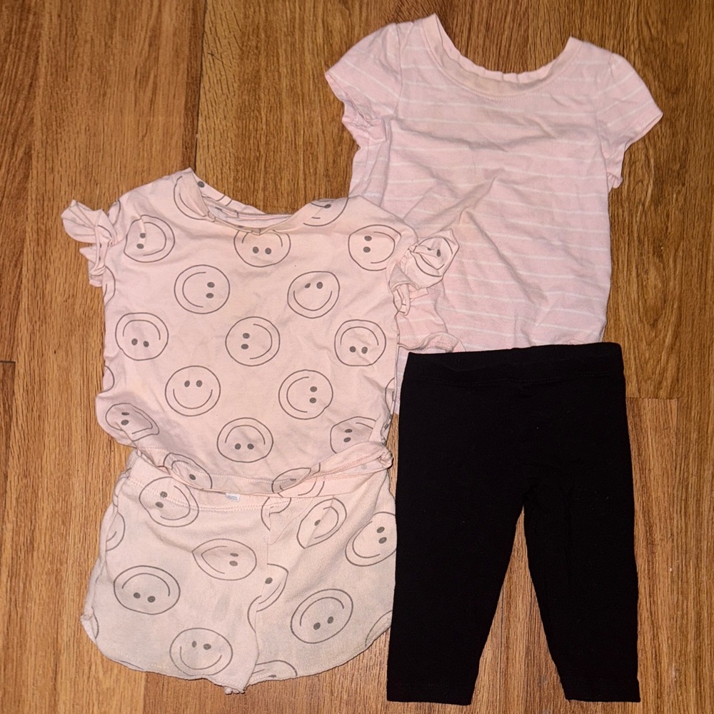 Kids Smiley Face Matching Set - Pink and Black